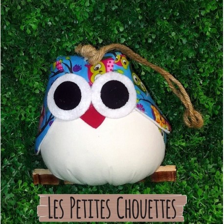 Chouette Hibou tissu turquoise, parfait pour personnaliser une chambre ou une pièce à la maison