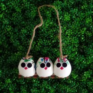 3 petites chouettes tissu Hibou 5cm