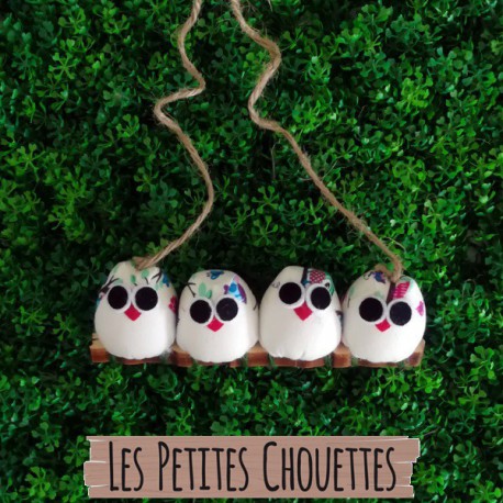 4 petites chouettes Hibou en tissu hibou