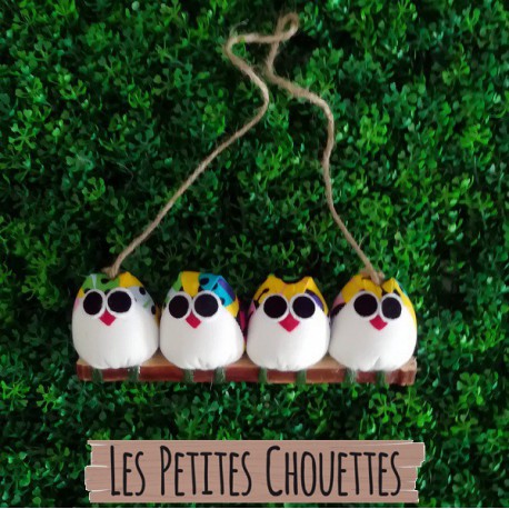 4 petites chouettes tissu coccinelle