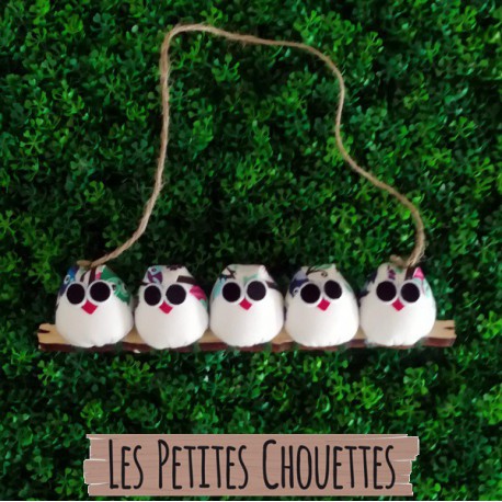 5 petites chouettes à personnaliser tissu Hibou