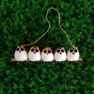 5 petites chouettes tissu Coccinelle 5cm