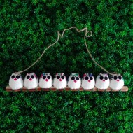 8 petites chouettes tissu Hibou 5cm