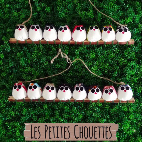 la chouette famille de 8 petites chouettes mélange de tissu