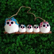 Famille 5 Chouettes tissu hibou