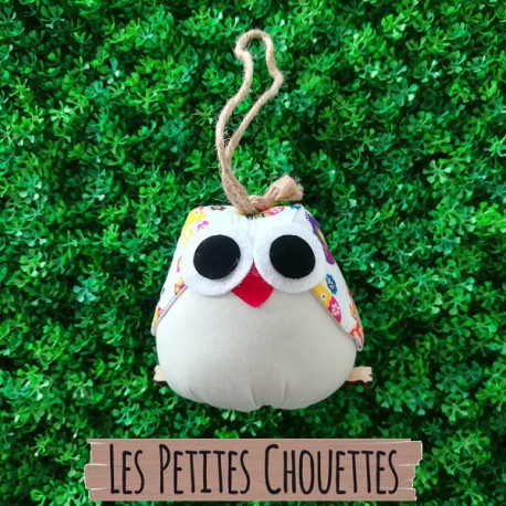 chouette blanc tissu éléphant, décoration porte plaque prénom