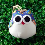 Hibou tissu bleu, chouette pour la décoration d'une porte et de la chambre