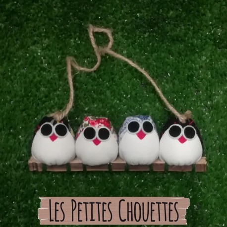 chouette famille de 4 petites chouettes personnalisées