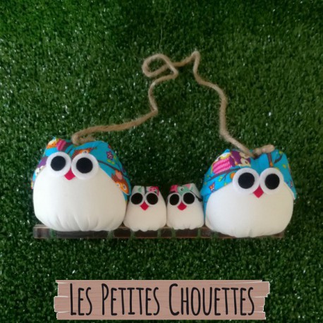 Famille 2 chouettes 9cm +2chouette 5cm