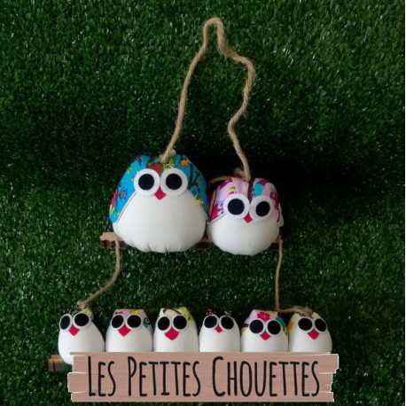 Grande familles de 8 chouettes personnalisables