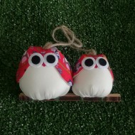 Famille 2 chouettes Hibou rouge