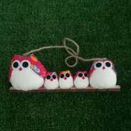 Famille 5 tissu hibou rouge