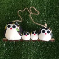 Famille 4 chouettes tissu Hibou Noir