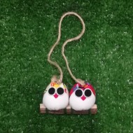 2 petites chouettes tissus hibou mélangés 5cm