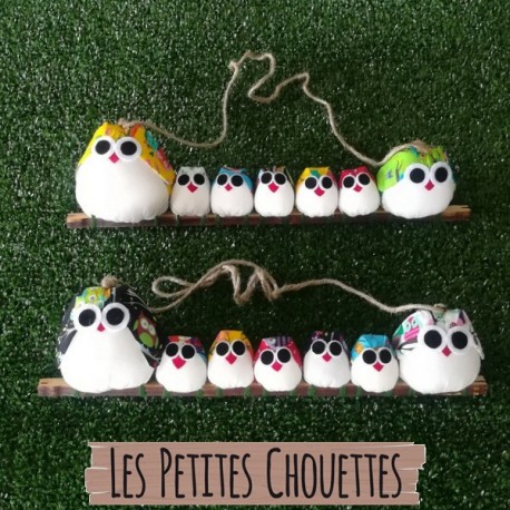 Famille 7 chouettes tissus hibou