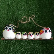 Famille 6 chouettes hiboux Nojaro