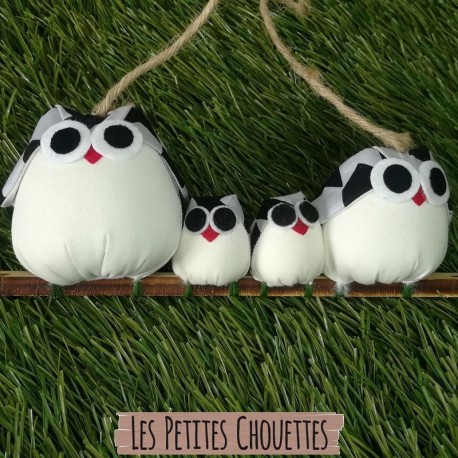 Famille 4 chouettes tissu Graphique