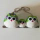 Famille 3 chouettes hibou vert pomme