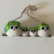 Famille 4 Chouettes tissu hibou vert pomme