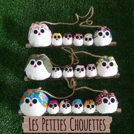 Famille 6 chouettes tissu sur mesure