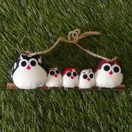 Famille 5 Chouettes tissu chats