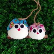 Couple de chouettes tissu hibou