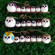 Famille 7 chouettes tissus hibou