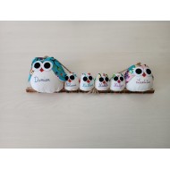 Famille 6 chouettes tissu sur mesure