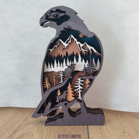 Hibou tissu bleu, chouette pour la décoration d'une porte et de la chambre